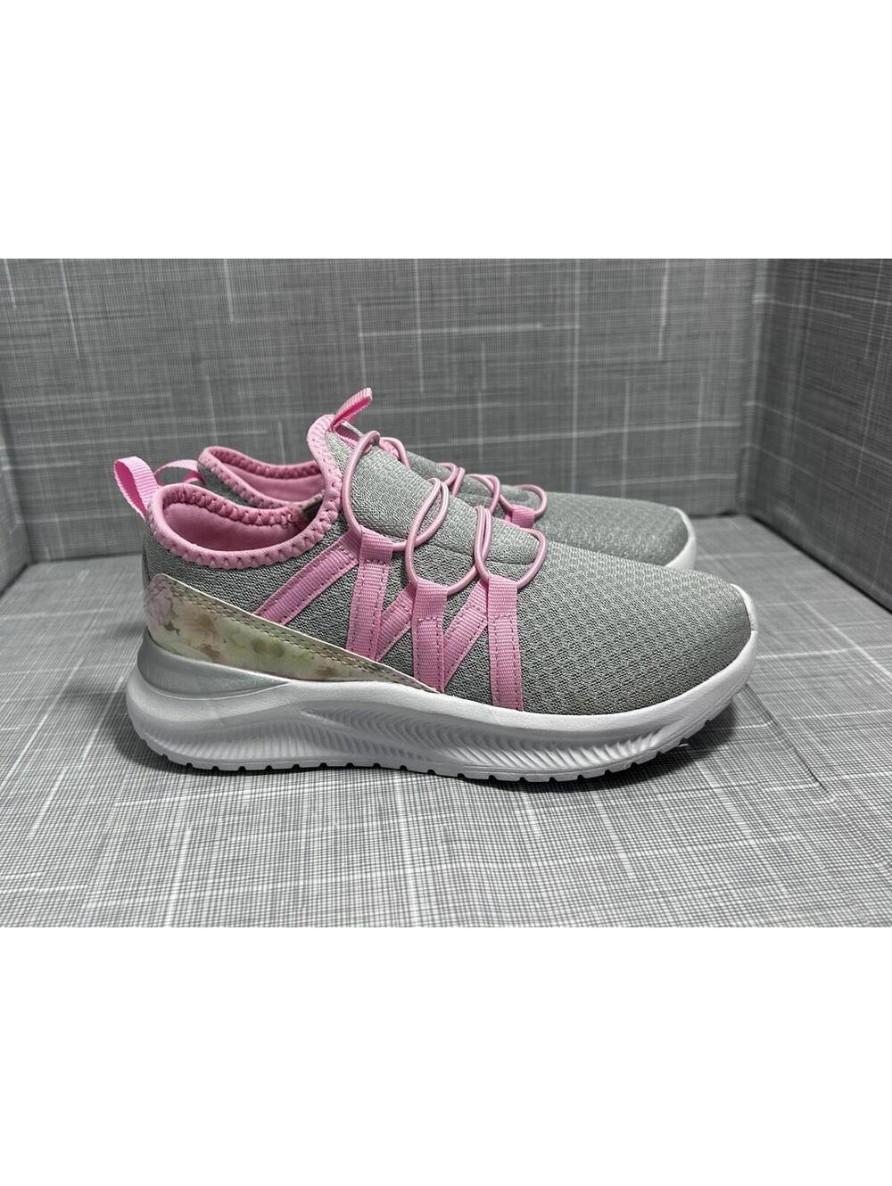 BCG Girls Super Charge TD Sneakers Size 1 Gray Pink Preowned